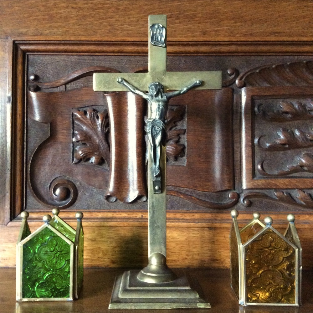 Vintage Church Altar Brass Crucifix